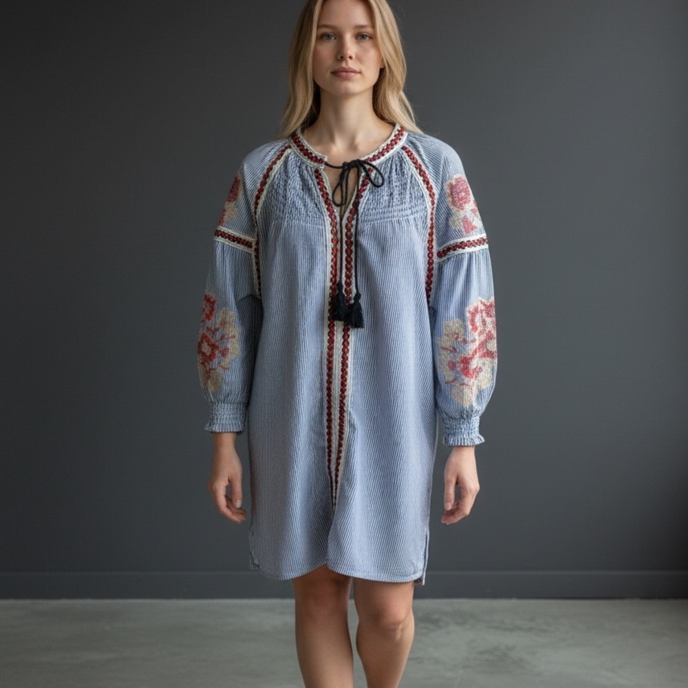 Signature Studios Long Sleeve Embroidered Top